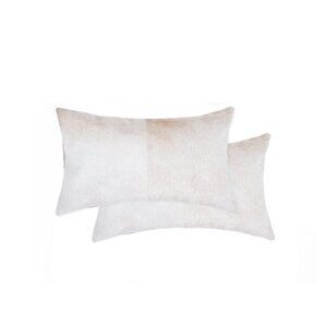 Natural Home Decor Torino Cowhide Pillow | 2-Piece | Natural | 12"x20"